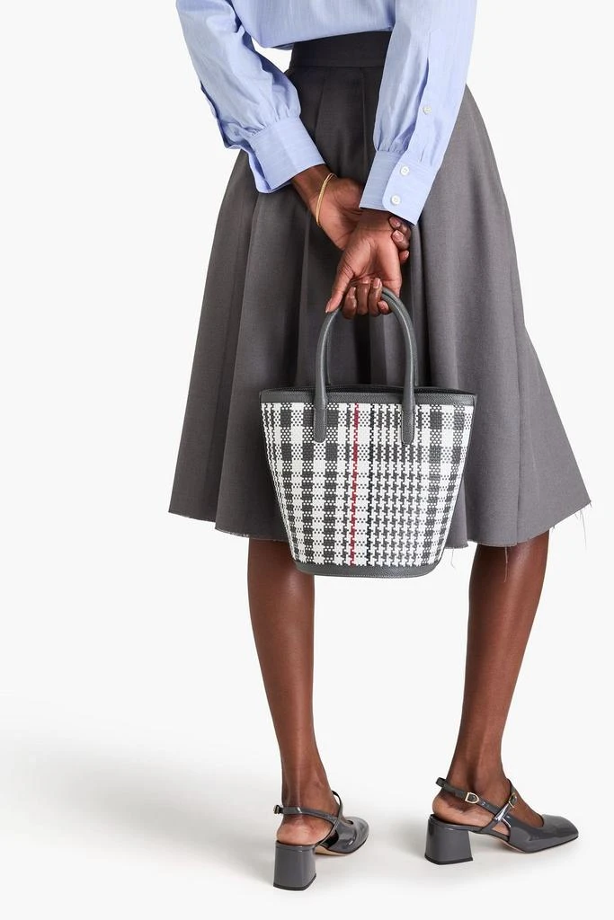 Thom Browne Checked woven and pebbled-leather bucket bag 2