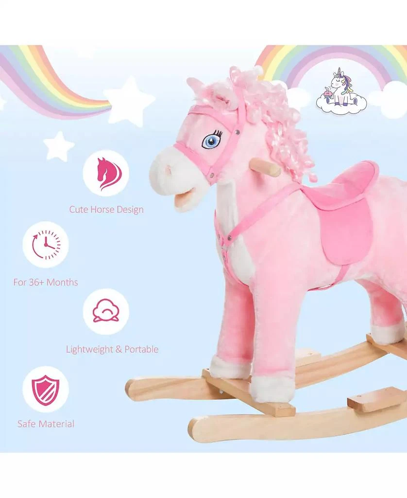 Qaba Kids Ride on Rocking Horse Toddler Plush Toy with Realistic Sounds 6