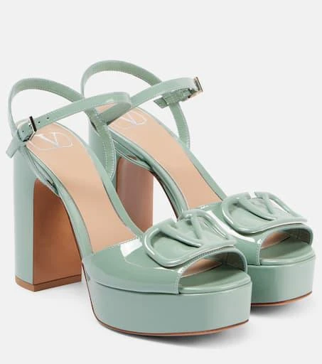 Valentino VLogo Signature patent leather platform sandals 1