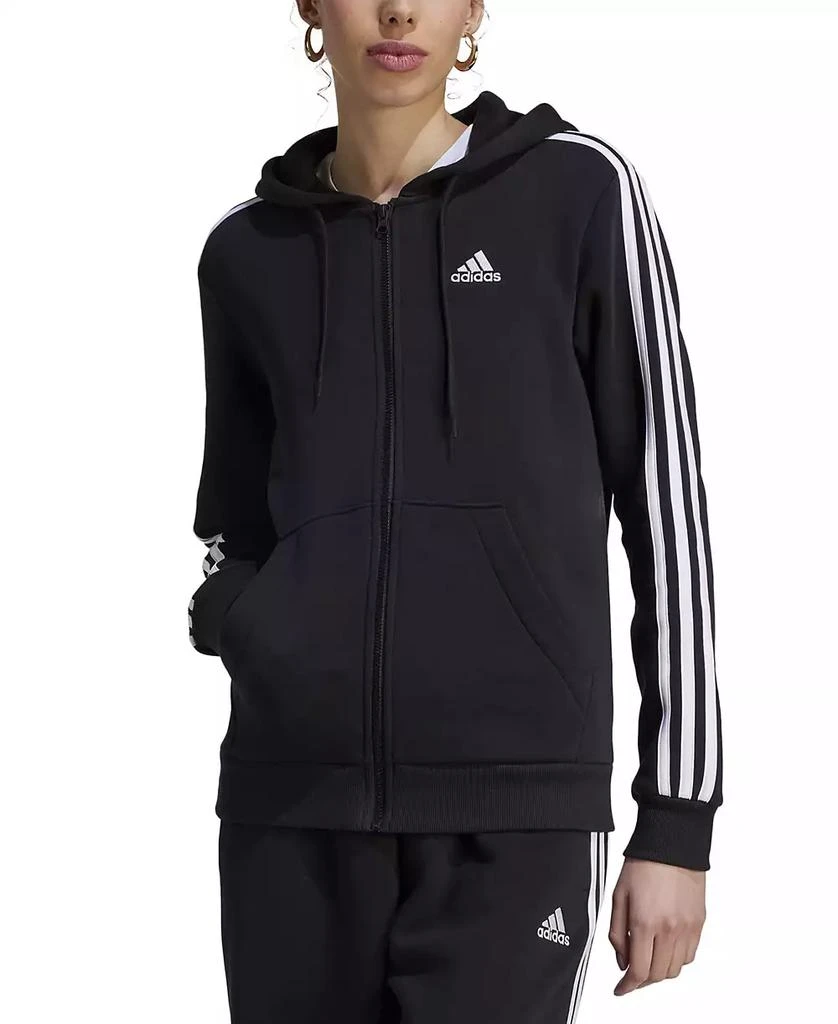 Adidas Women's 3-Stripe Cotton Fleece Full-Zip Hoodie Sweatshirt 1