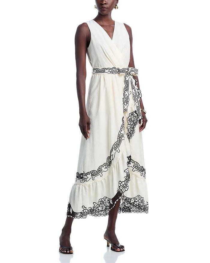 nautica slim fit wrinkle-resistant dress shirt Sadie Embroidered Wrap Dress Vanilla / S main image 1