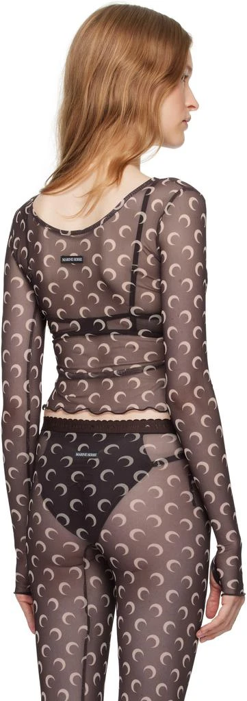 MARINE SERRE Brown All Over Moon Second Skin Long Sleeve T-Shirt 3