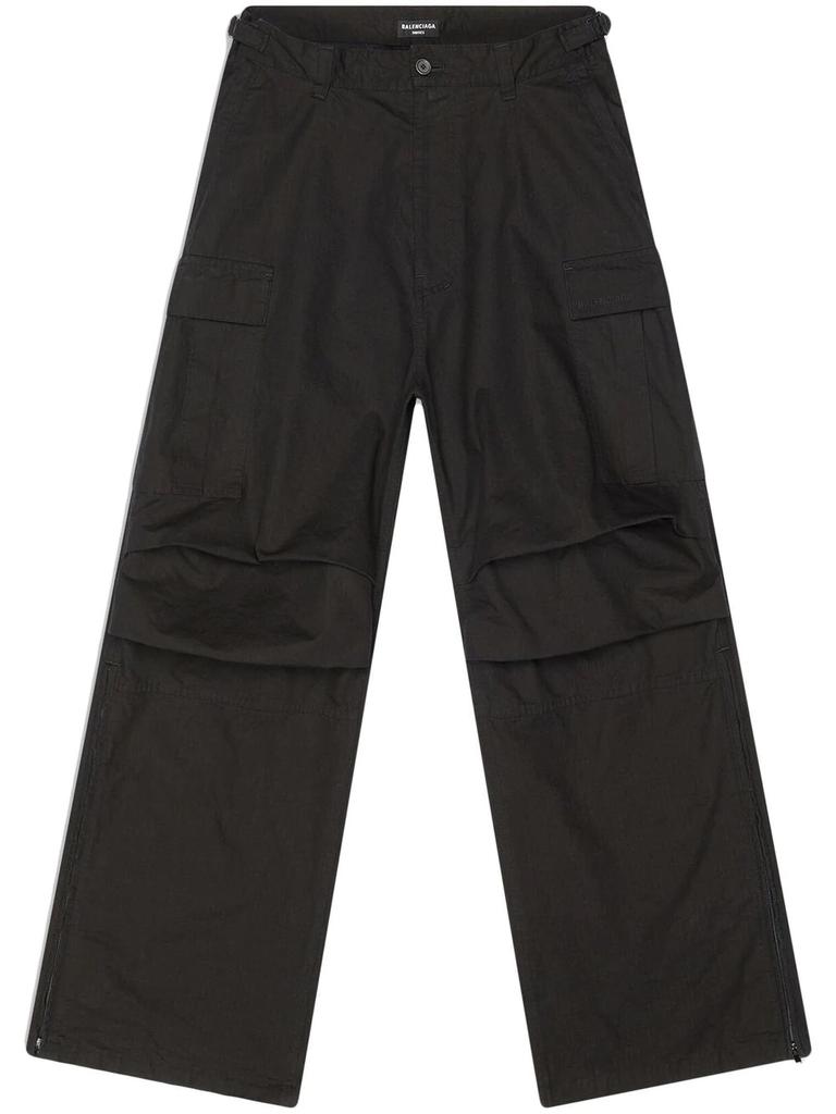 Balenciaga logo-embroidered cargo trousers - men -  -  - Black