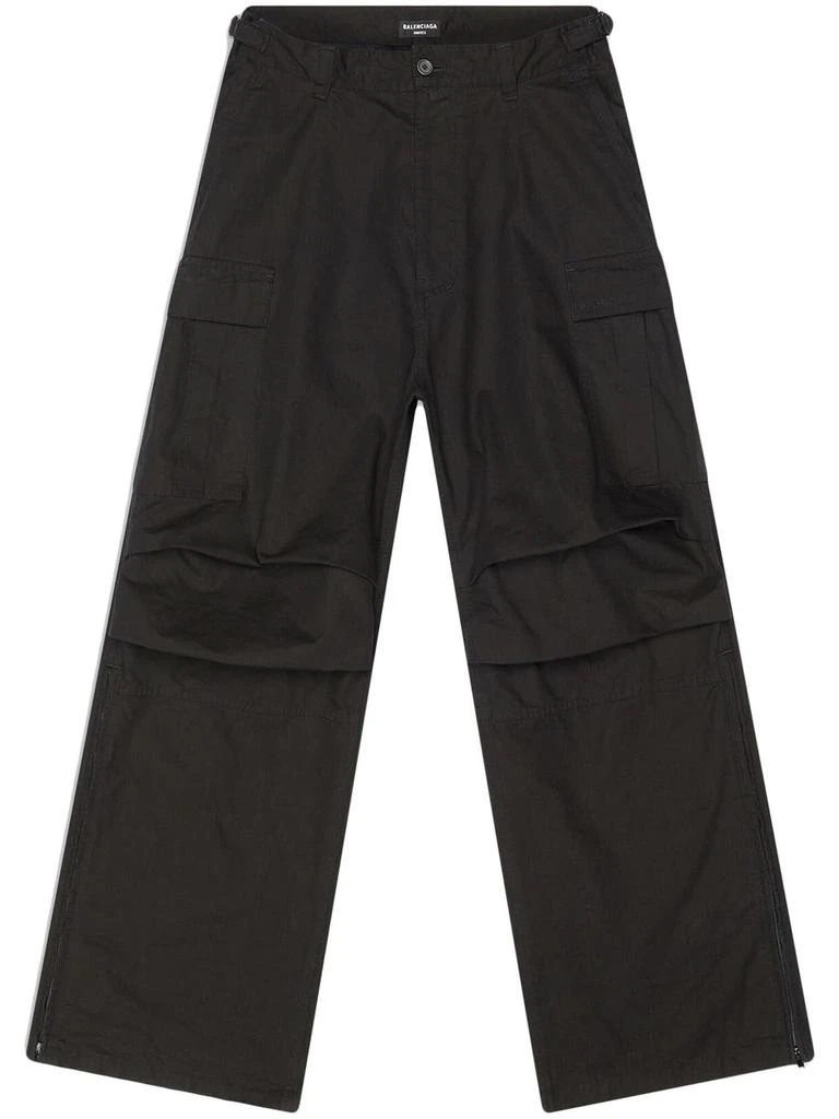 Balenciaga logo-embroidered cargo trousers - men -  -  - Black 1