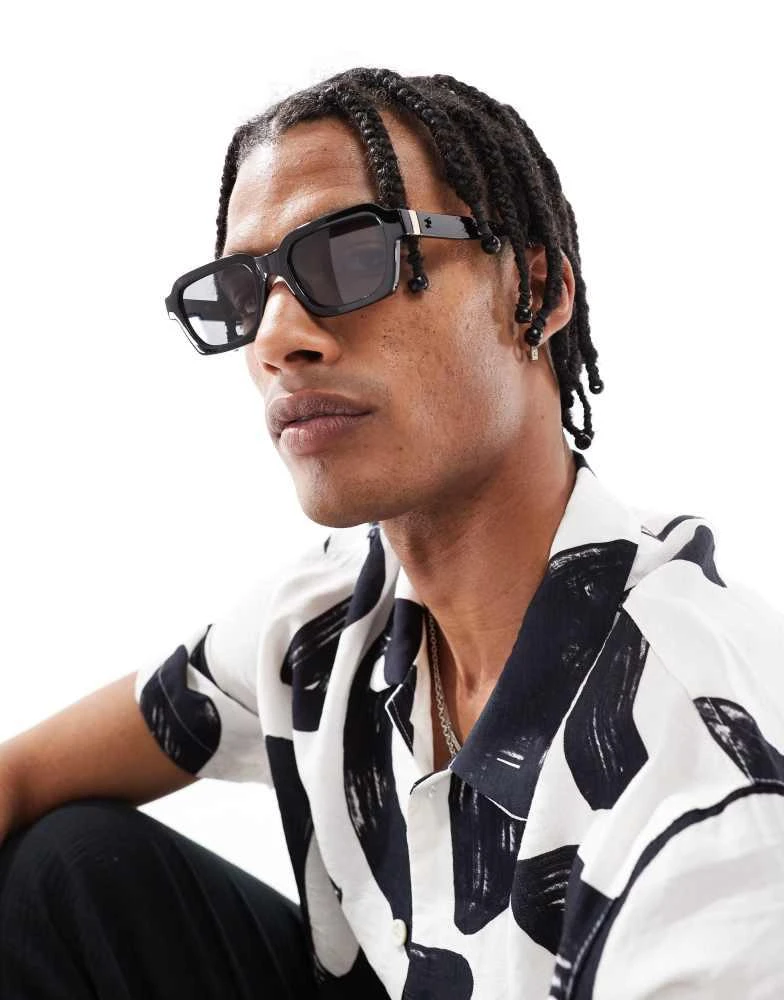 Bershka Bershka sqaure frame sunglasses in black 3