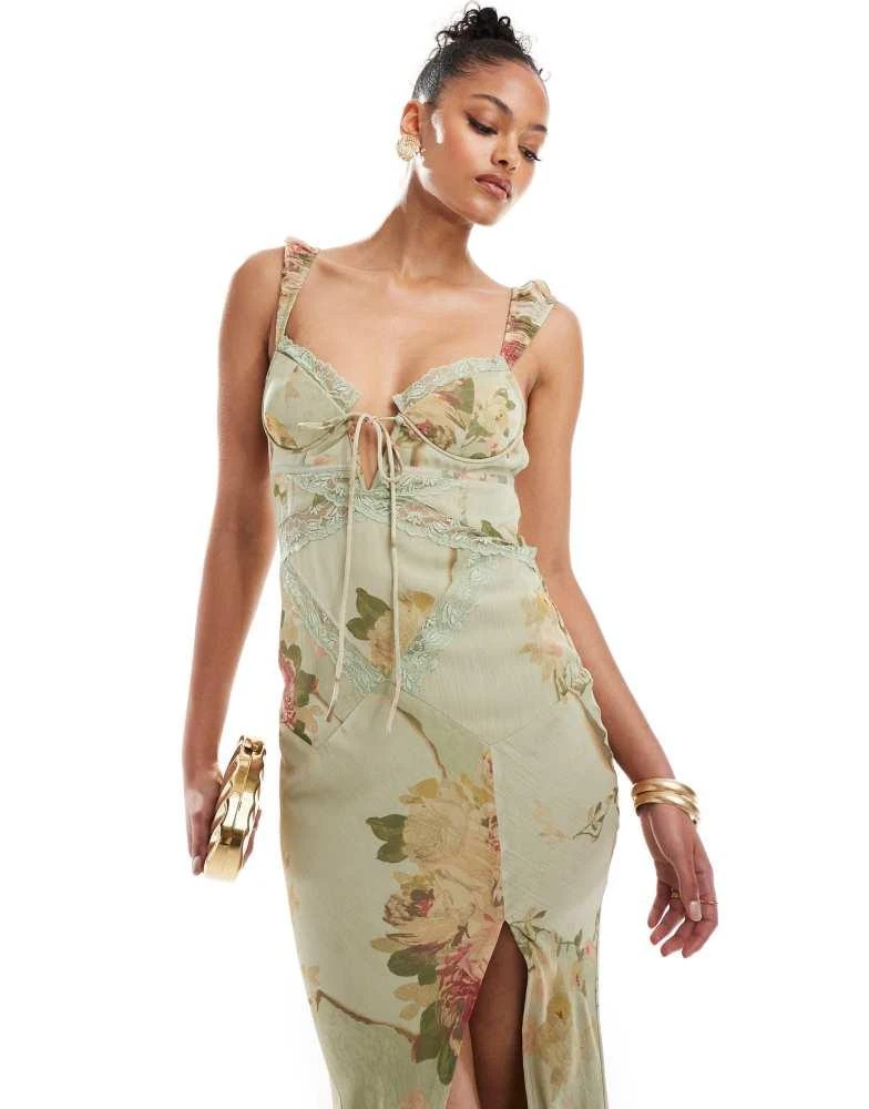 Shop ASOS DESIGN Tall corset detail bias maxi dress with lace insert in  patchwork floral print on Sale at BeyondStyle  Get 60% Off ASOS DESIGN Tall  corset detail bias maxi dress
