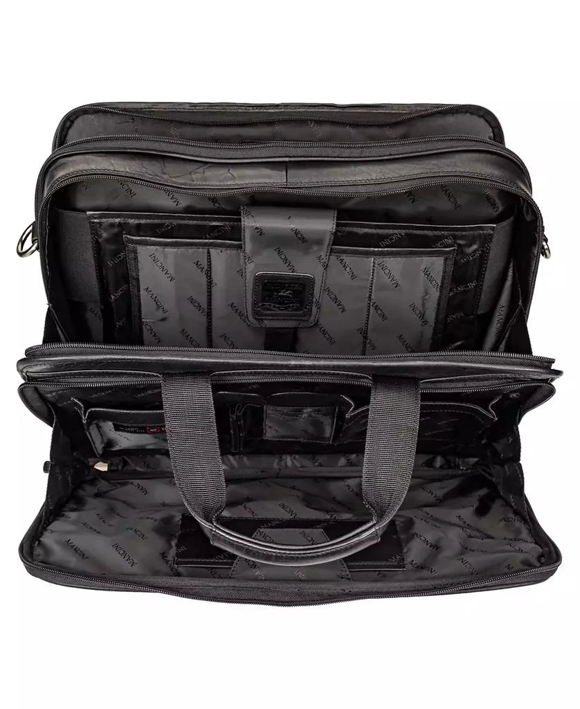 Mancini Leather Goods Men's Buffalo Double Compartment Top Zipper 15.6" Laptop and Tablet Briefcase 3