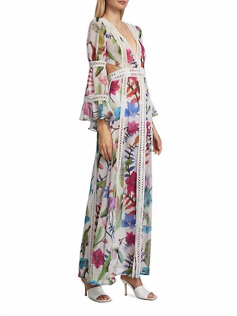 PatBO Zamia Lace Trim Maxi Dress In White Multi 3