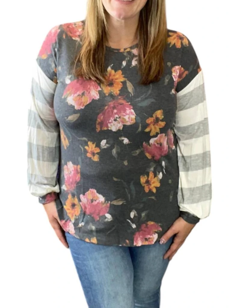 Honeyme Honeyme - Floral and Stripes Top 1