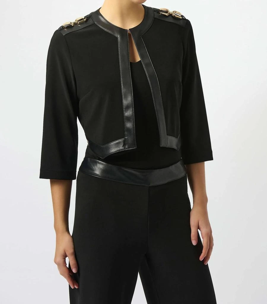 JOSEPH RIBKOFF Joseph Ribkoff - Silky Knit
Leatherette Cropped Jacket