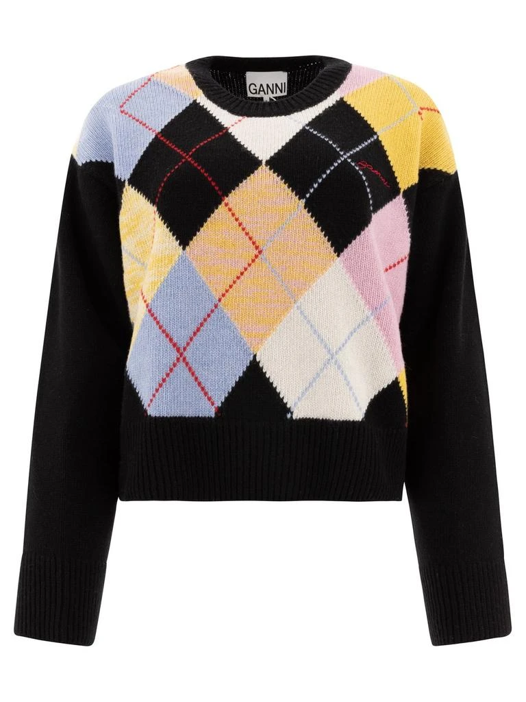 Ganni Ganni Diamond-Pattern Knit Jumper 1