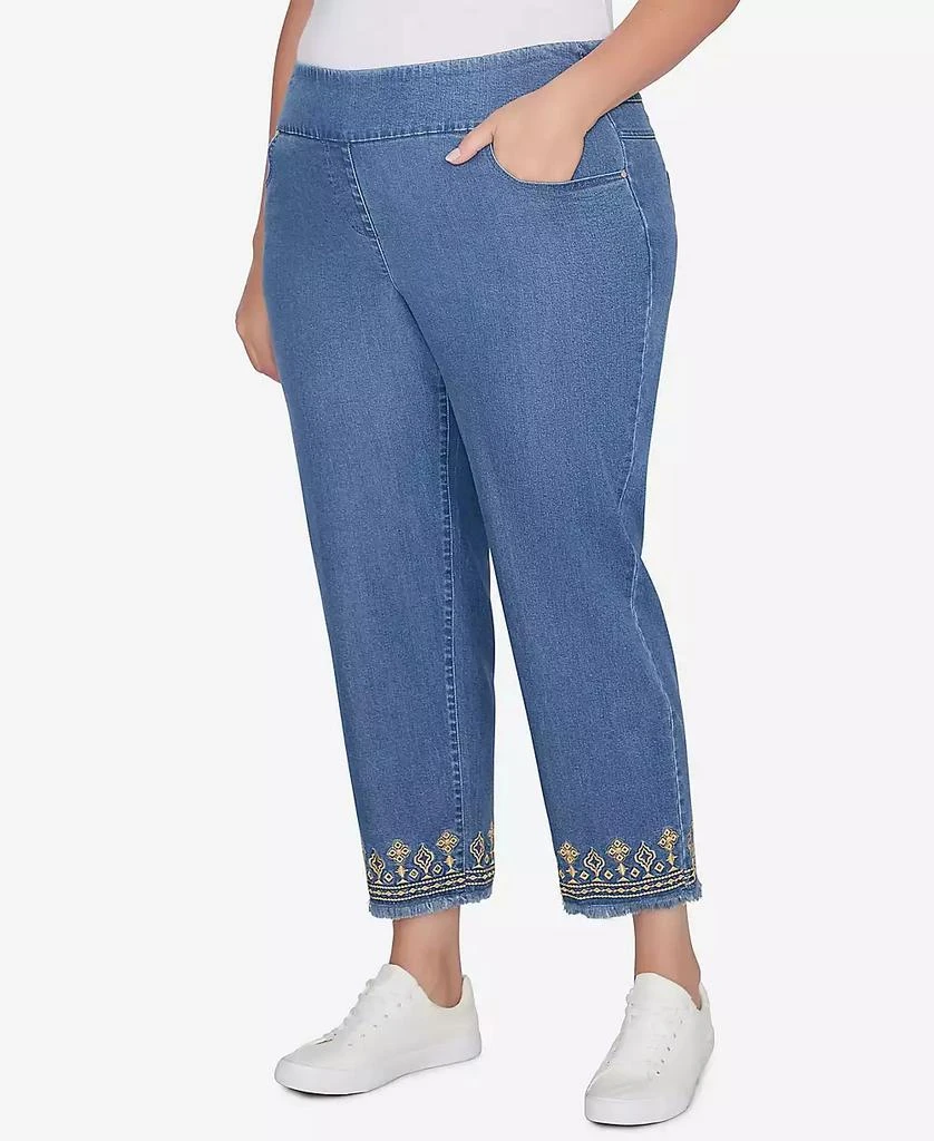 Ruby Rd. Plus Size Denim Embroidered Ankle Pants 4