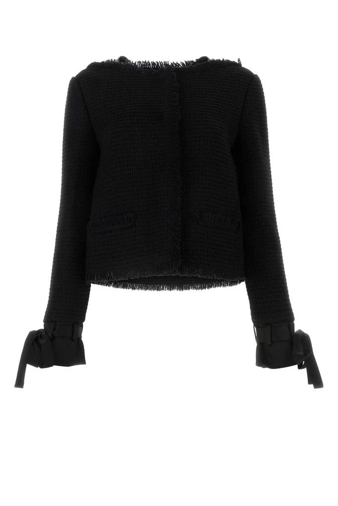 Alberta Ferretti Alberta Ferretti Long Sleeved Fringed Tweed Jacket 1