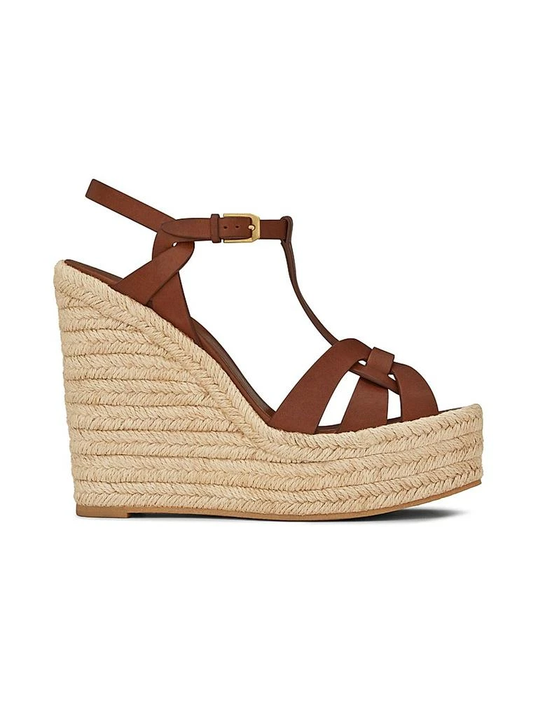 Yves Saint Laurent Tribute Leather Espadrille Wedge Sandals