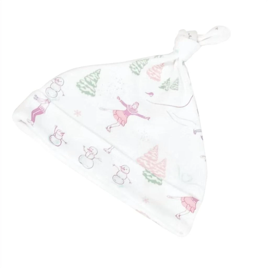 Petidoux Baby's Ice-Skating Snowmen Pima + Hat Onesie In Pink Ice 3