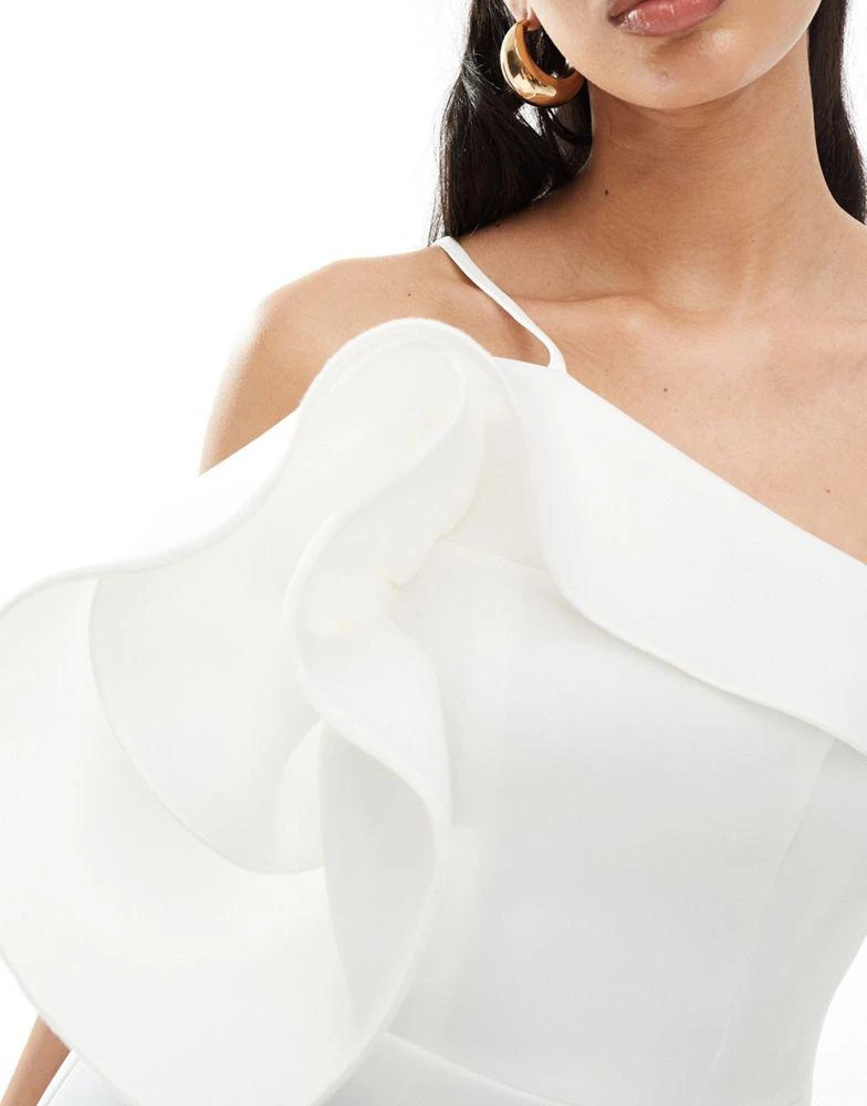 ASOS ASOS DESIGN scuba oversized corsage detail mini dress in ecru 3