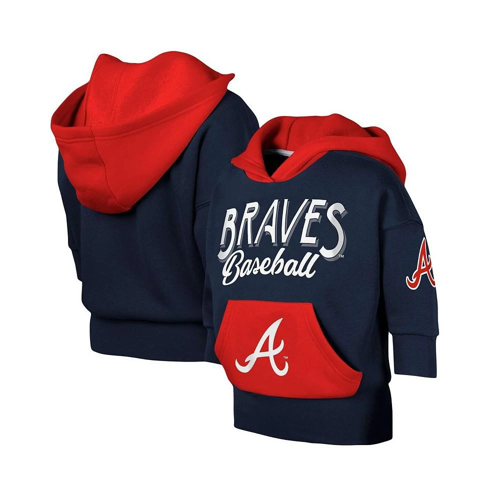 Outerstuff Big Girls Navy Atlanta Braves Team Practice Fashion Three-Quarter Sleeve Pullover Hoodie