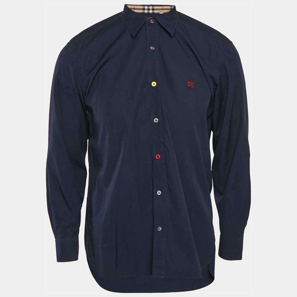 Burberry Burberry London Navy Blue Cotton Button Front Shirt L