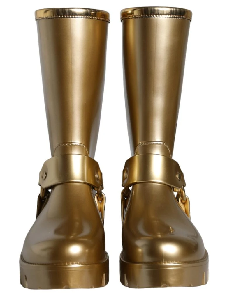 Dolce & Gabbana Metallic Rubber PVC Rain Boots Women's Shoes 2