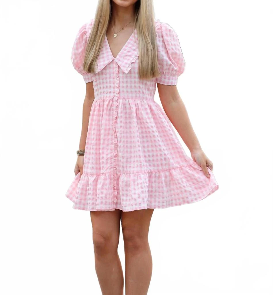 open lace back dress TCEC Baby Pink Fit & Flare Mini Dress main image 1