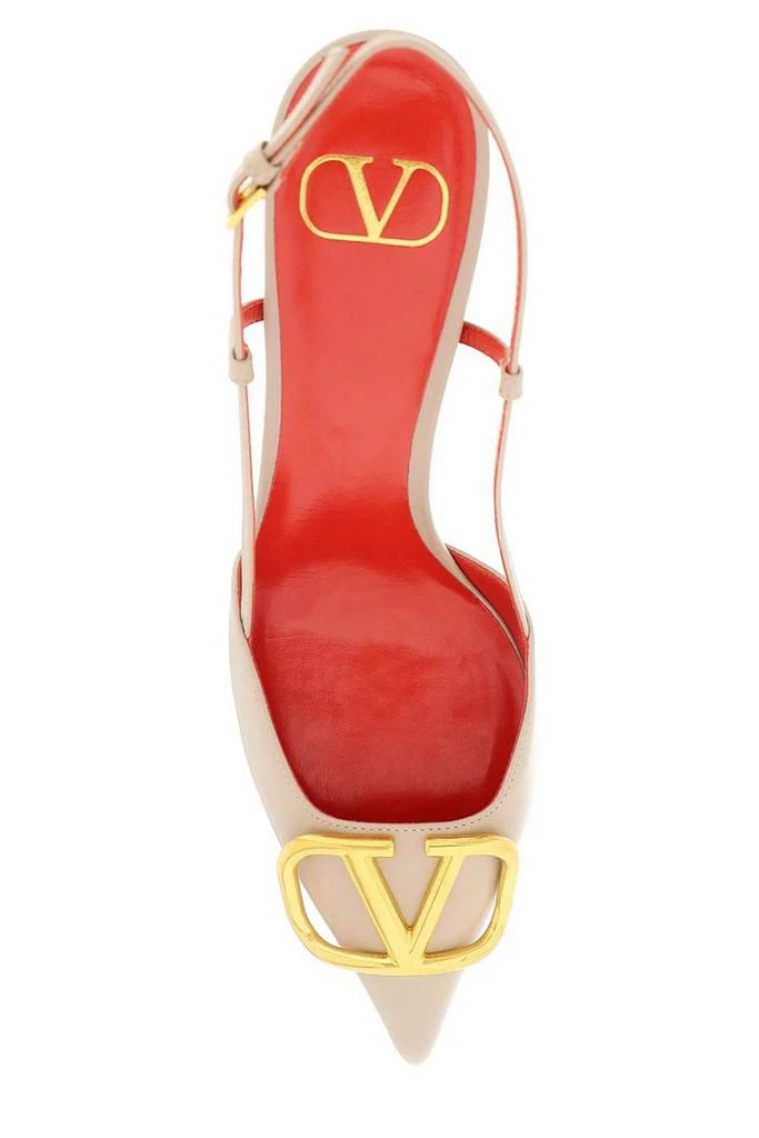 Valentino Valentino	VLogo Plaque Pointed Toe Slingback Pumps 3