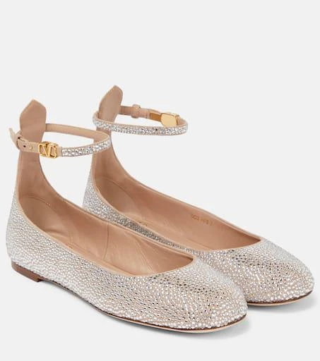 Valentino Tan-Go embellished suede ballet flats 1