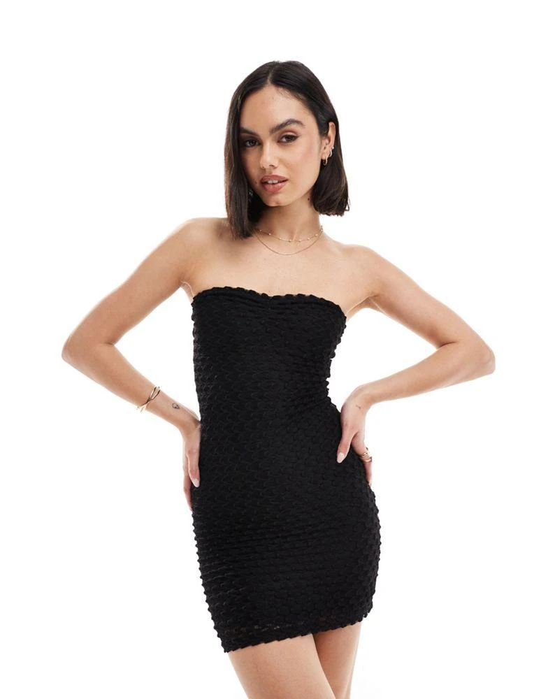 Bershka Bershka textured mini dress in black 1