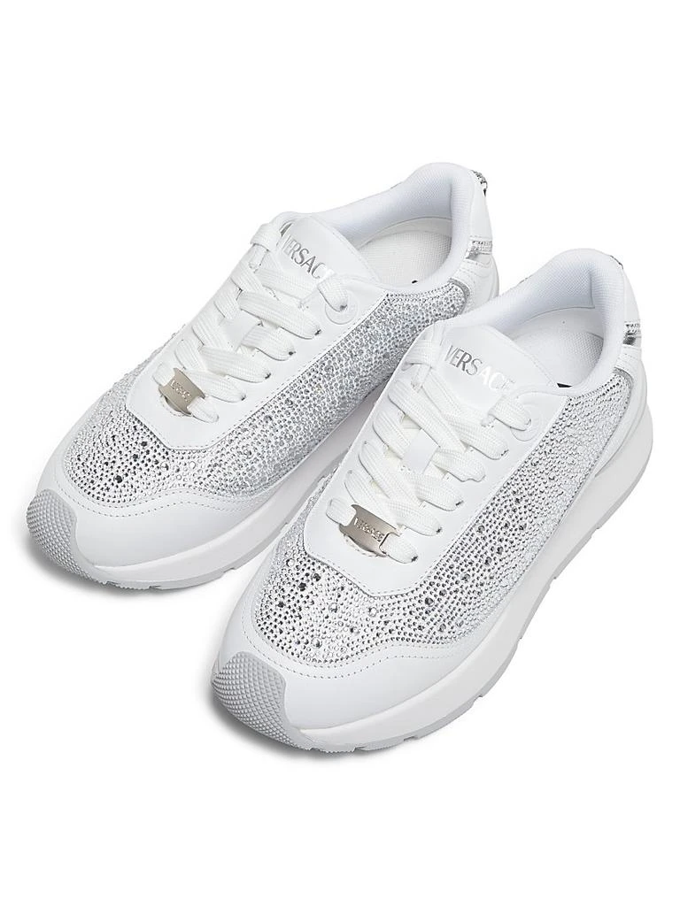 Versace Embellished Leather Low-Top Sneakers 4