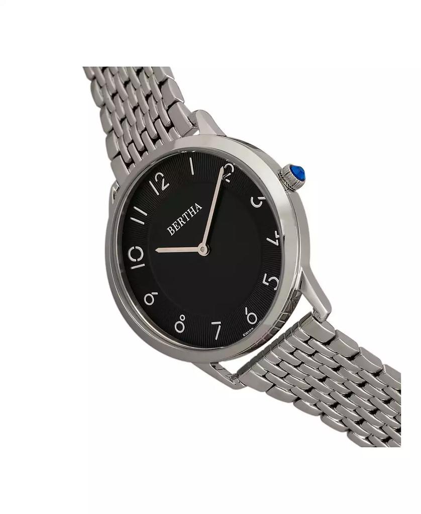 BERTHA Quartz Abby Collection Silver And Black Stainless Steel Watch 33Mm