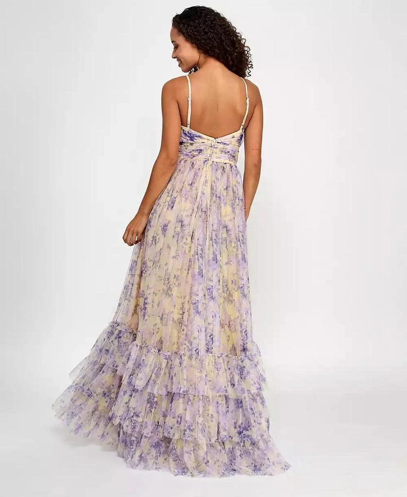 City Studios Juniors' Printed Tulle Ruffle-Hem Gown, Created for Macy's 4