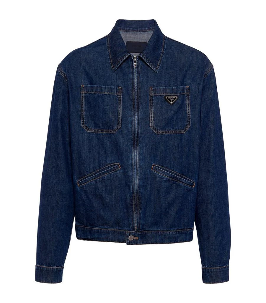 Prada Logo-Plaque Denim Jacket 1