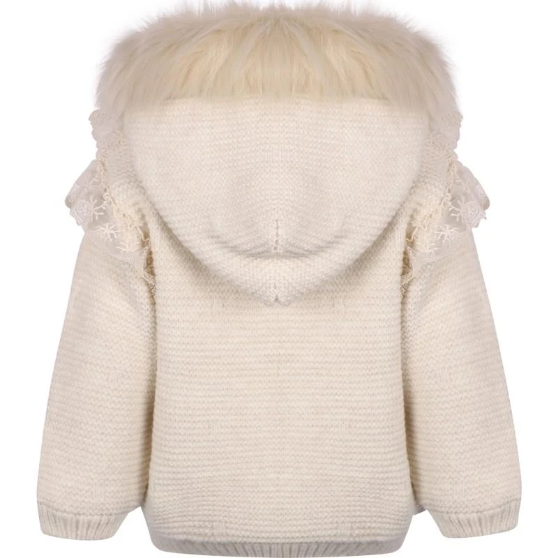 Caramelo Kids Furry hooded knit winter jacket 2