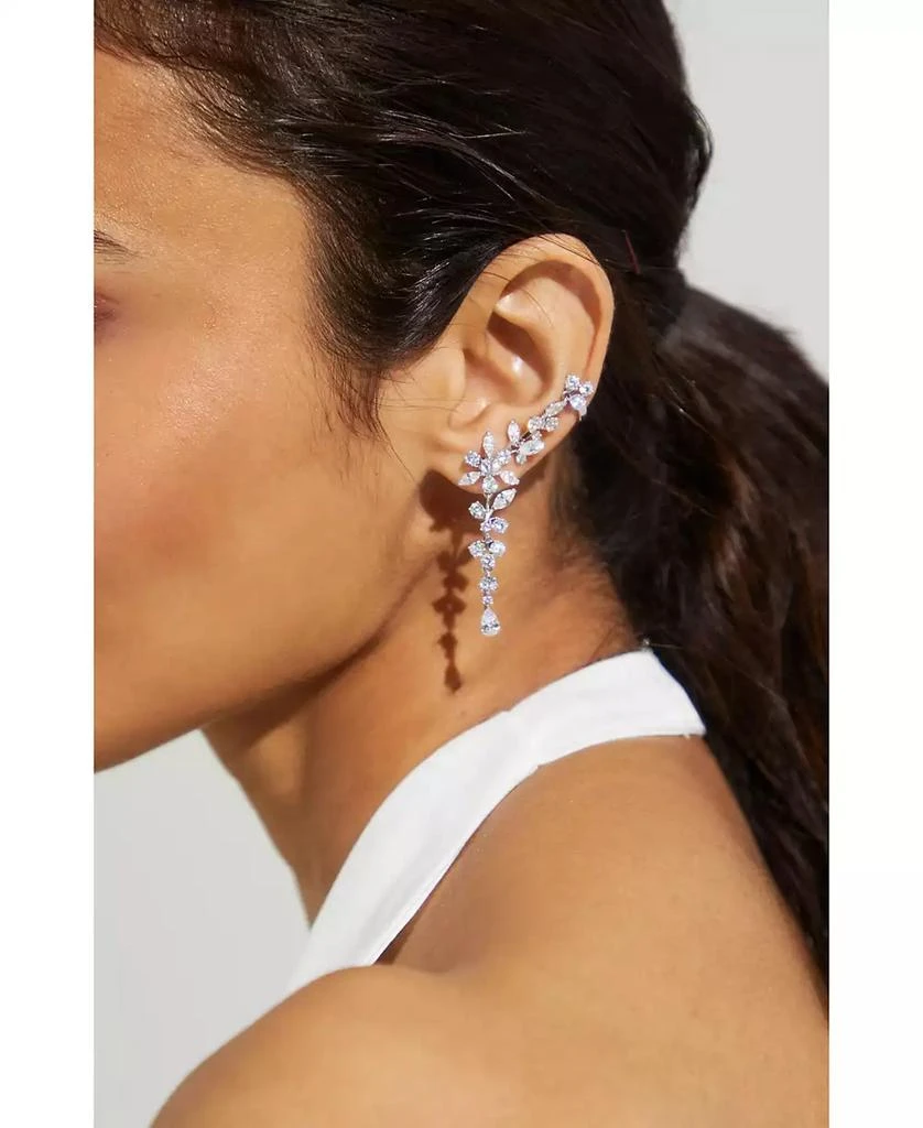 Eliot Danori Silver-Tone Cubic Zirconia Flower Climber Drop Earrings, Created for Macy's 4
