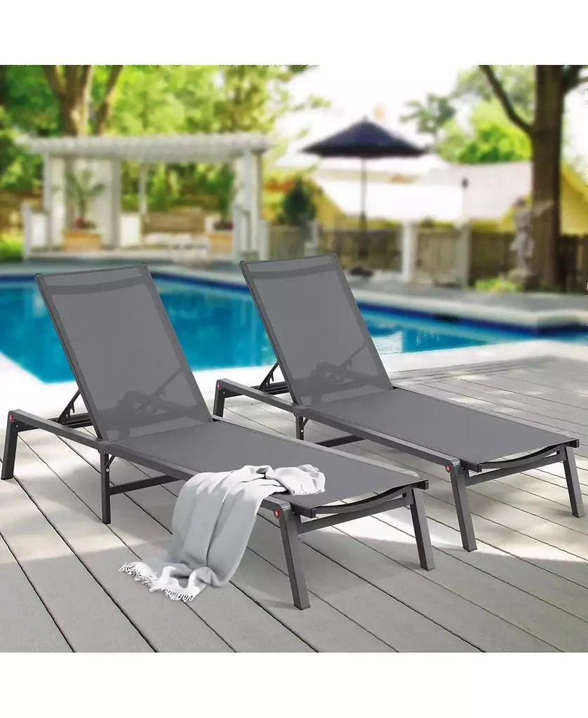 Mecale 2-Piece Outdoor Patio Chaise Lounge Chair Set with Adjustable 5-Position Backrest 3