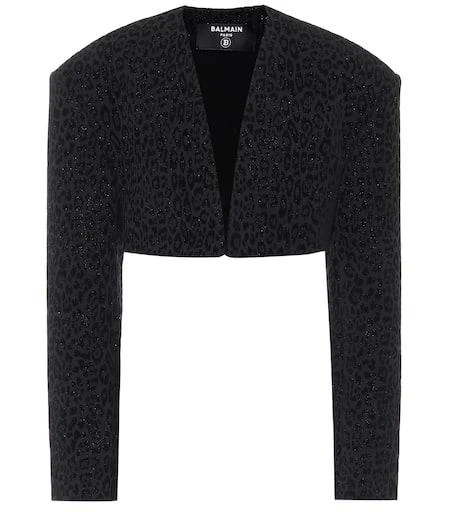 Balmain Cropped leopard-print jacket 1
