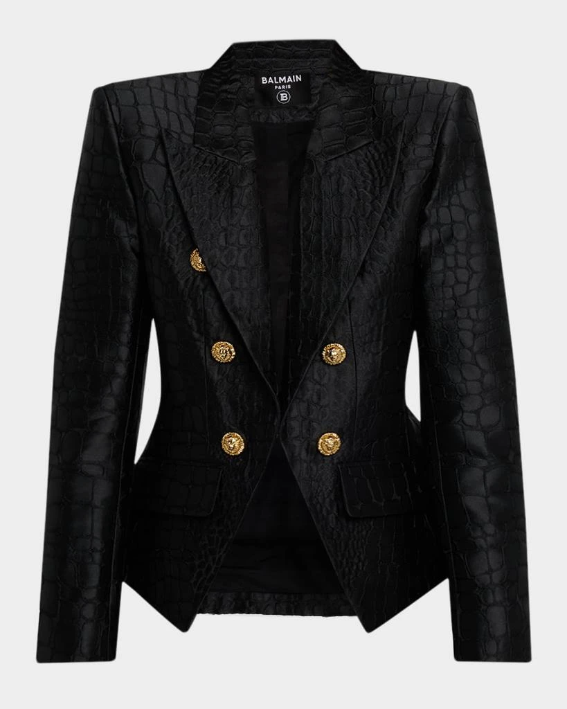 Balmain 6-Button Croco Jacquard Blazer Jacket 1