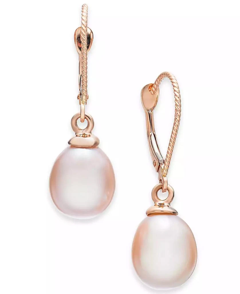 Macy
s Pink Cultured Freshwater Pearl (8-1/2mm) Drop Earrings in 14k Rose Gold 2