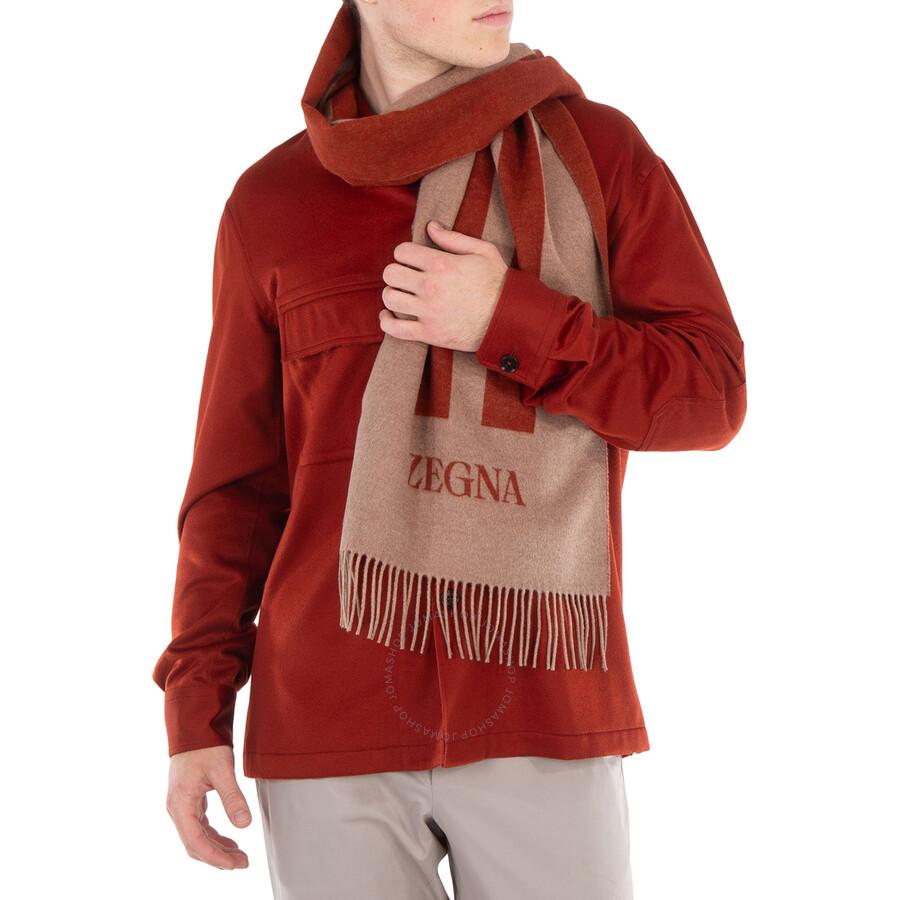 Zegna Logo Intarsia Fringed Scarf