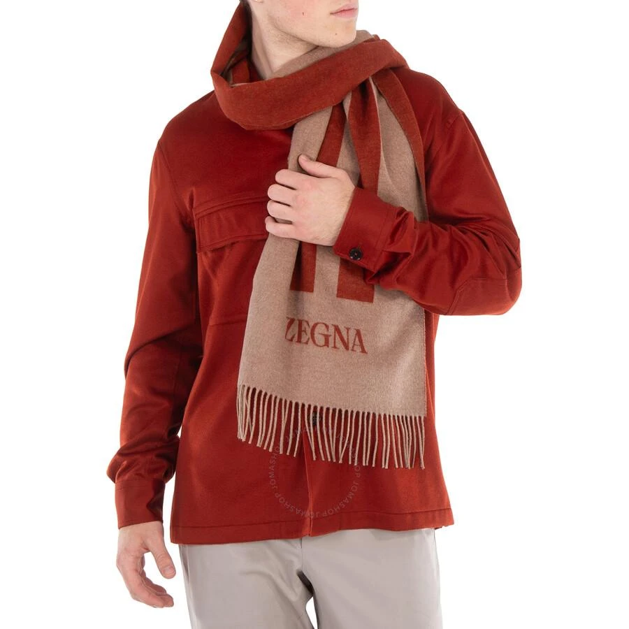 Zegna Logo Intarsia Fringed Scarf 1
