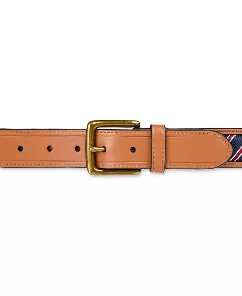 Tommy Hilfiger Men's Prep Striped Ribbon Inlay Casual Belt 4