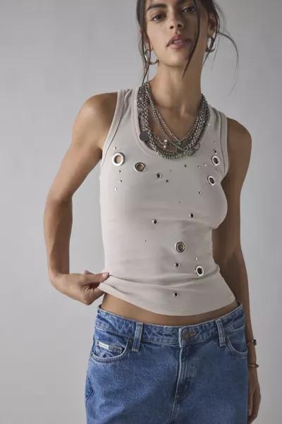 Jaded London Jaded London Eyelet Studded Cutout Vest Top