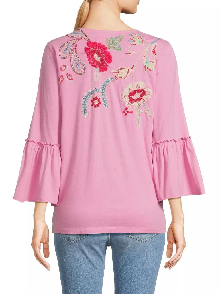Johnny Was Freyde Floral Embroidered Cotton Blouse 5