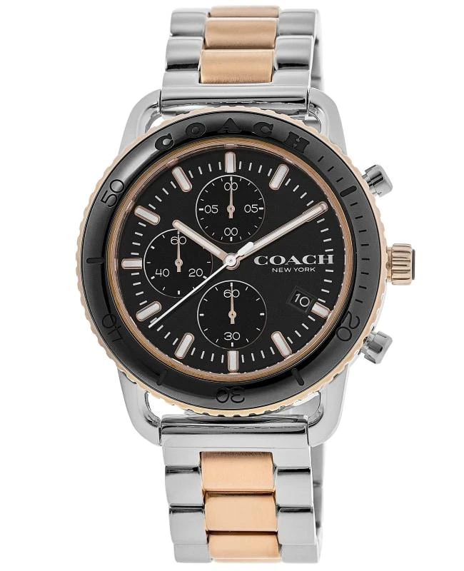 Coach Coach Cruiser Black Chronograph Dial Two-Tone Steel Men's Watch 14602597 1