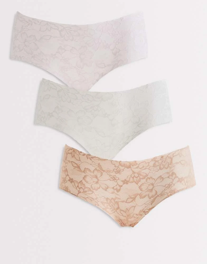 Cotton On Cotton On 3 pack invisible lace boyleg briefs in pink, beige and white