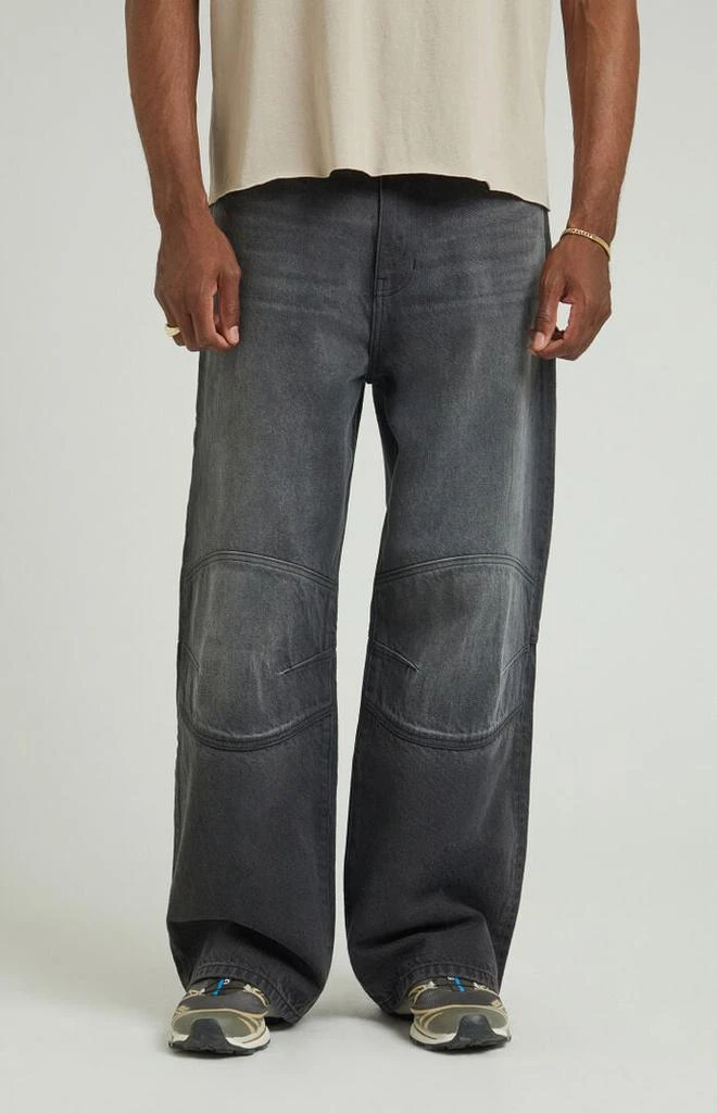 PacSun Black Panel Knee Extreme Baggy Jeans 1