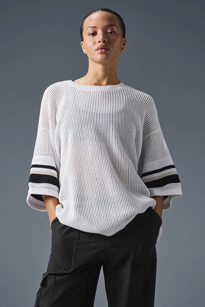 Alo Open Knit Playoff Jersey - White/Bone 1