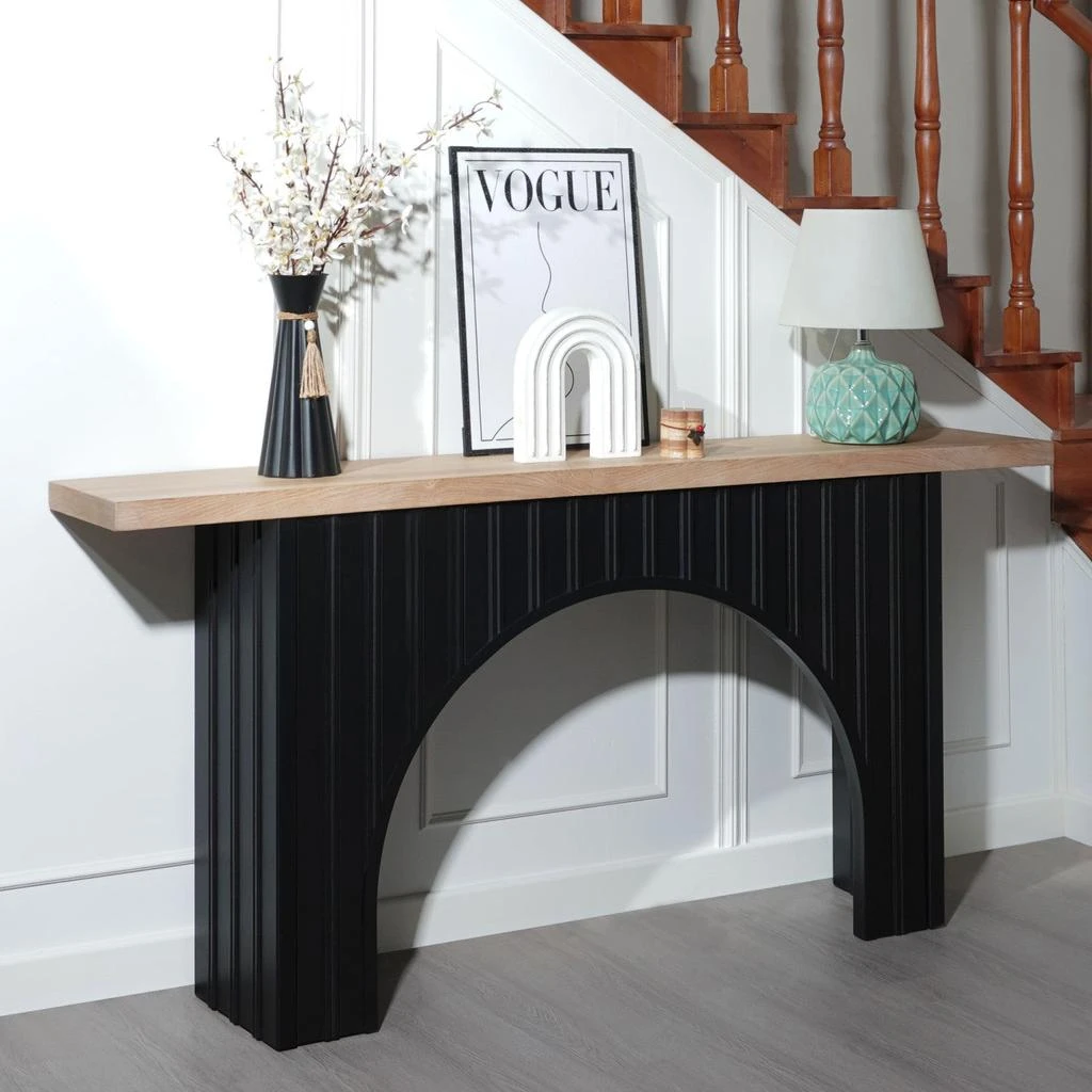Streamdale Furniture Streamdale Modern Console Table - Black Arch 
Wood Top 4