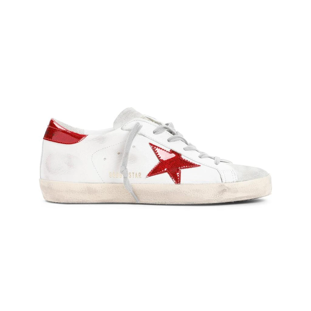 Golden Goose White and Red Superstar Goat Leather Sneakers 2