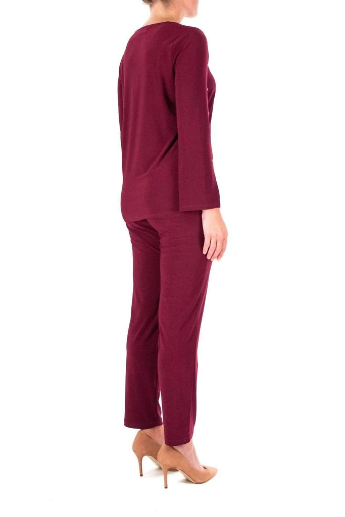 Nina Leonard Nina Leonard - Scoop Neck Embellished Shoulder Top With Elastic Waist Pant Set 2
