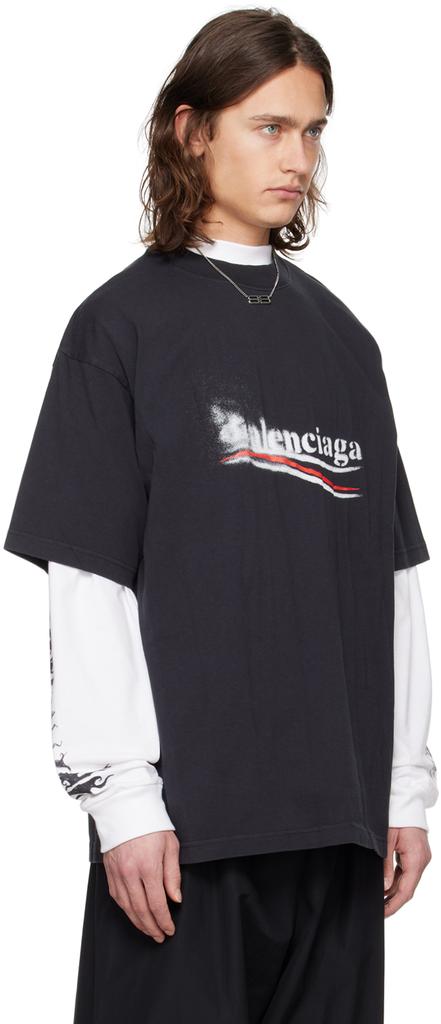 Balenciaga Black Political Stencil T-Shirt - T-Shirts - Save